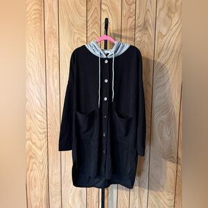 Soft Corduroy Hooded Button-Front Longline Cardigan